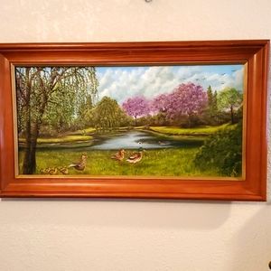 NEW!! Origional Art Oil Painting.  'The Duck Pond' by artist🎨